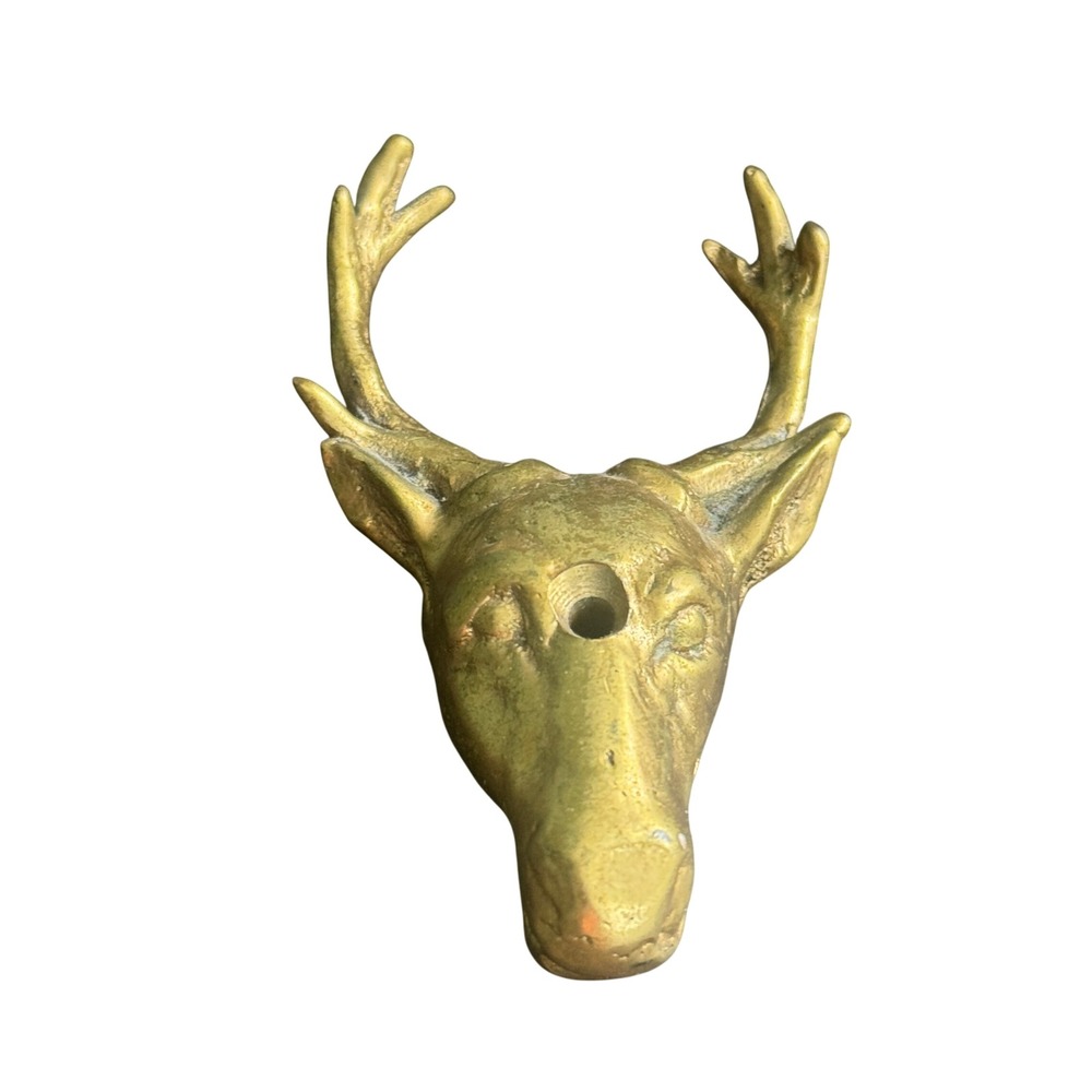 Vintage Solid Brass Deer Head Buck Wall Mount Decorative Hardware Rustic Decor